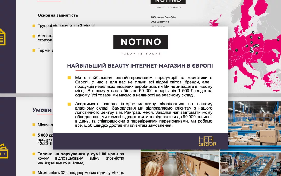 Brožura pro nábor NOTINO na Ukrajině