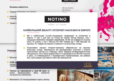 Brožura pro nábor NOTINO na Ukrajině